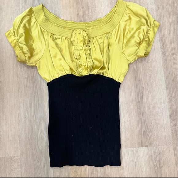 Arden B Tops - Arden B Yellow and Black Blouse